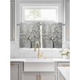 thumbnail image 2 of Half Window Curtain 36 Inches Long, Grey Flowers Window Treatment Curtain Drapes, Spring Floral Modern Oil Painting Art Small Tier Curtains for Bathroom Over Sink, 27.5"x36", 2 Panels, 2 of 7