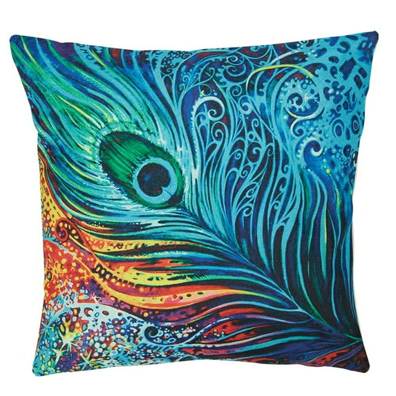 Tinglu Throw Pillow Covers Peacock Feather Sunflower Decor Pillow Case Cushion Pillow Cover for Sofa