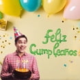 thumbnail image 4 of Kit de globos metálicos con letras cursivas Feliz Cumpleaños color Verde, 4 of 5