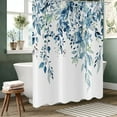 thumbnail image 4 of Eucalyptus Shower Curtain, Watercolor Blue Leaves on The Top Plant with Floral Bathroom Curtain Bathtub Home Decor Waterproof Fabric Machine Washable with 12 Hooks, 4 of 6