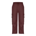 thumbnail image 5 of MexChoioe Womens Wide Leg Cargo Pants Plus Size Elastic Drawstring Waist Adjustable Hem Casual Outdoor Athletic Work Pants, 5 of 6