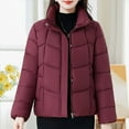 thumbnail image 4 of AUNVITO Women's Quilted Winter Coat Long Sleeve Hoodless Solid Color Polyester Casual Outerwear, 4 of 8