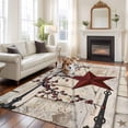 thumbnail image 2 of Area Rug for Living Room, Texas Star Vintage Non-Slip Indoor Ex Large Carpet for Bedroom/Dining Room, Red Retro Berry Beige Wooden Washable Low-Profile Rectangle Floor Runner Rugs - 8 x 10 Ft, 2 of 8