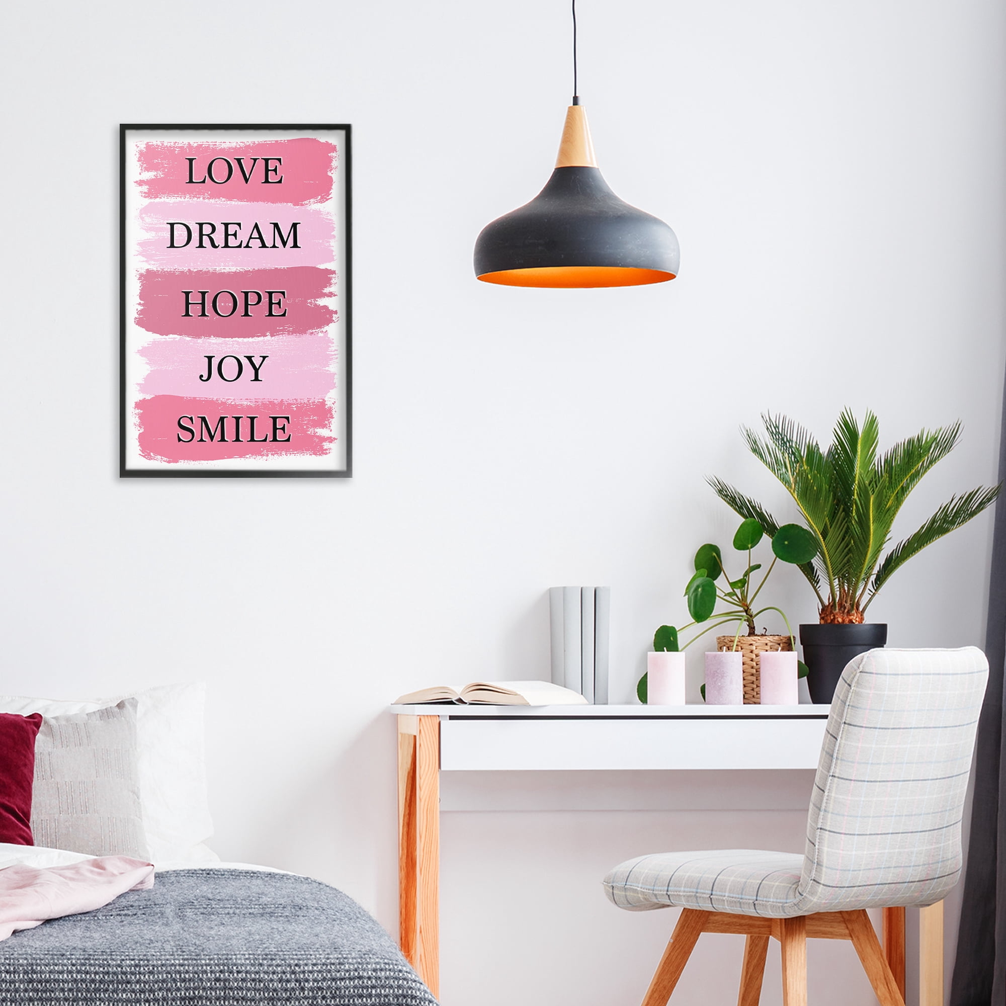 Stupell Industries Love Dream Hope Joy Smile Black Framed Giclee Art, design by Martina Pavlova