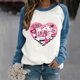 thumbnail image 5 of Gibobby Sudadera con forro polar Mujer Sudadera con capucha informal sin sombrero con cuello redondo y mangas raglán con estampado divertido del día de San Valentín para mujer(Azul, M), 5 of 5