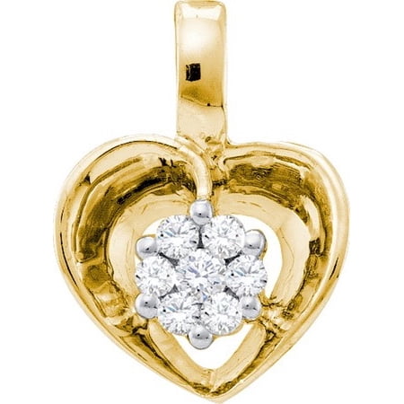 10K Yellow Gold 0.08ctw Fancy Sleek Fashion Pave Diamond Heart Pendant