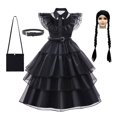 thumbnail image 2 of Vestidos negros góticos de Addams para niña, disfraces de Cosplay para fiesta de Halloween Fivean unisex, 2 of 2