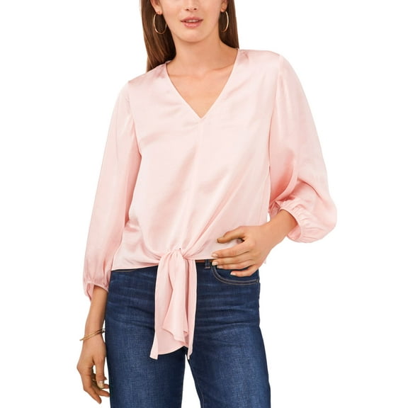Vince Camuto Womens Tie-Front Top, Light Pink, L