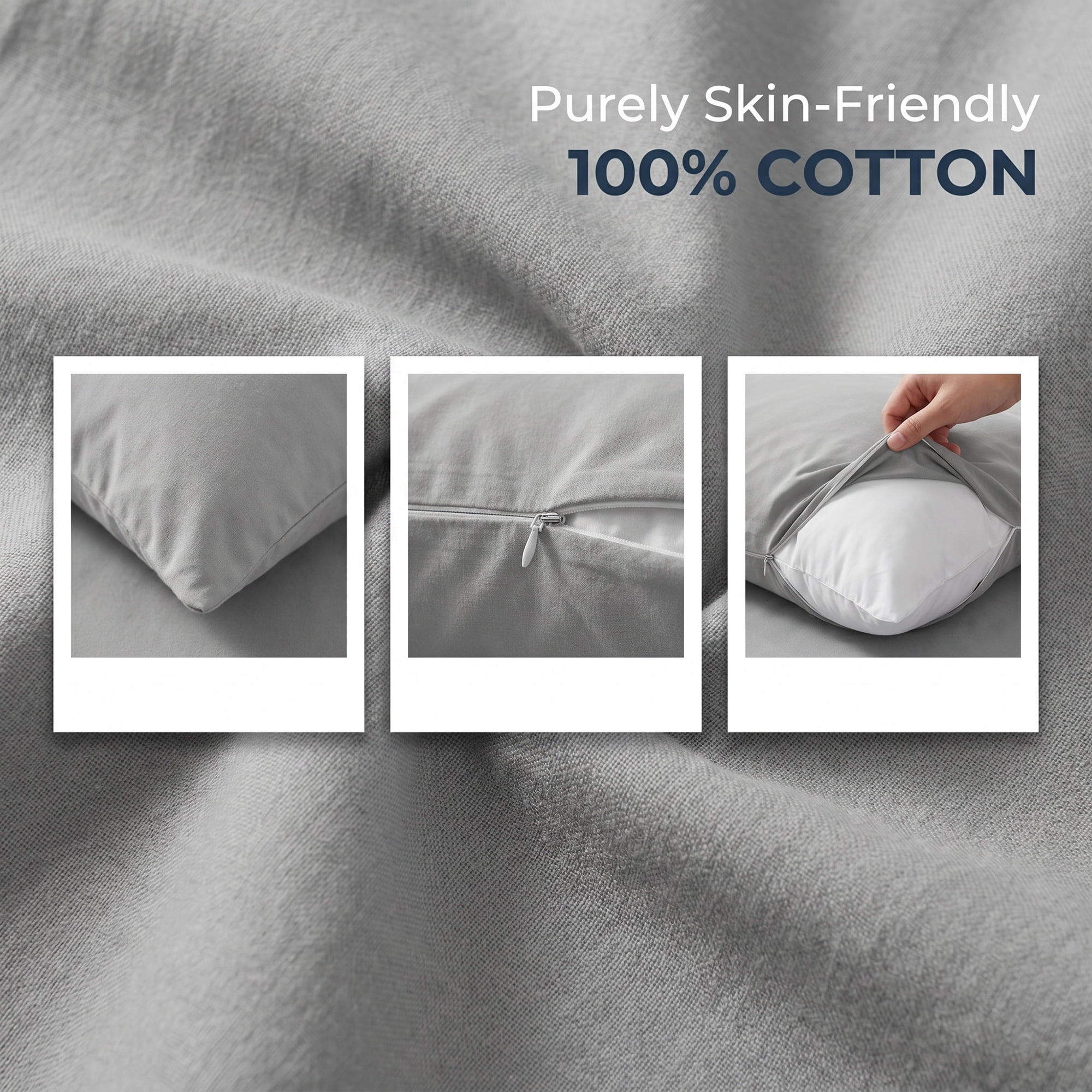 Unique Bargains Standard-size Zippered Pillow Protector Waterproof Polyester Gray