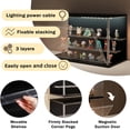 thumbnail image 3 of Clear Display Case for Collectibles, 3-Tier Stackable LED Figure with Magnetic Door, Adjustable Showcase Models, Miniatures, Jewly (Black,2PCS), 3 of 6