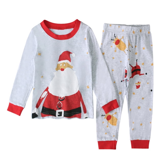 Conjunto de 2 piezas de camiseta y pantalones de Papá Noel de manga larga para niños y niñas, ropa con estampado de bebé