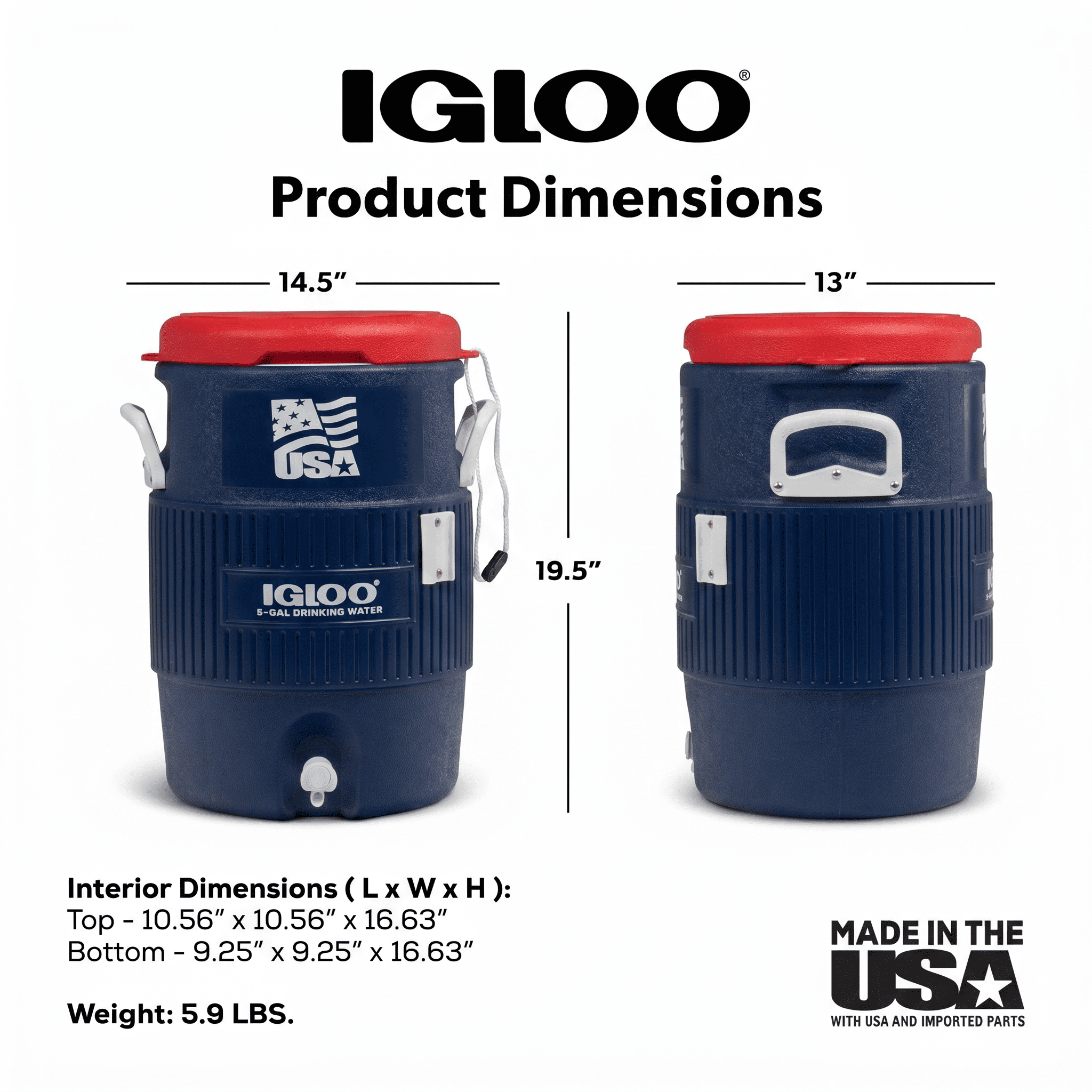 Igloo 5 Gallon Heavy-Duty beverage Jug, Red White and Blue