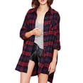 thumbnail image 1 of Las nuevas mujeres del otoño de gran tamaño de la tela escocesa camisa de tartán botones de bolsillo Meterk XL, 1 of 7