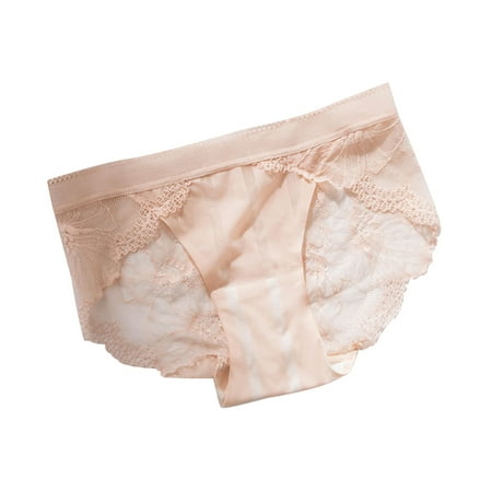 

JFY Women Sexy Seamless Jacquard Lace Patchwork Solid Color Cotton Underwear Briefs