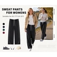 thumbnail image 2 of Women's Wide Leg Track Pants with Pockets, High Waisted Drawstring Sweatpants, Side Stripe Casual Lounge Workout Pants, 2 of 8