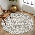 thumbnail image 3 of Sage Green Leaf Large Area Rugs for Bedroom Living Room, Soft Non Slip Carpet Bedside Rug, Retro Farmhouse Plant Floral Branch Round Floor Cover Kitchen Accent Rug 8' for Dining Room/Office, 3 of 9