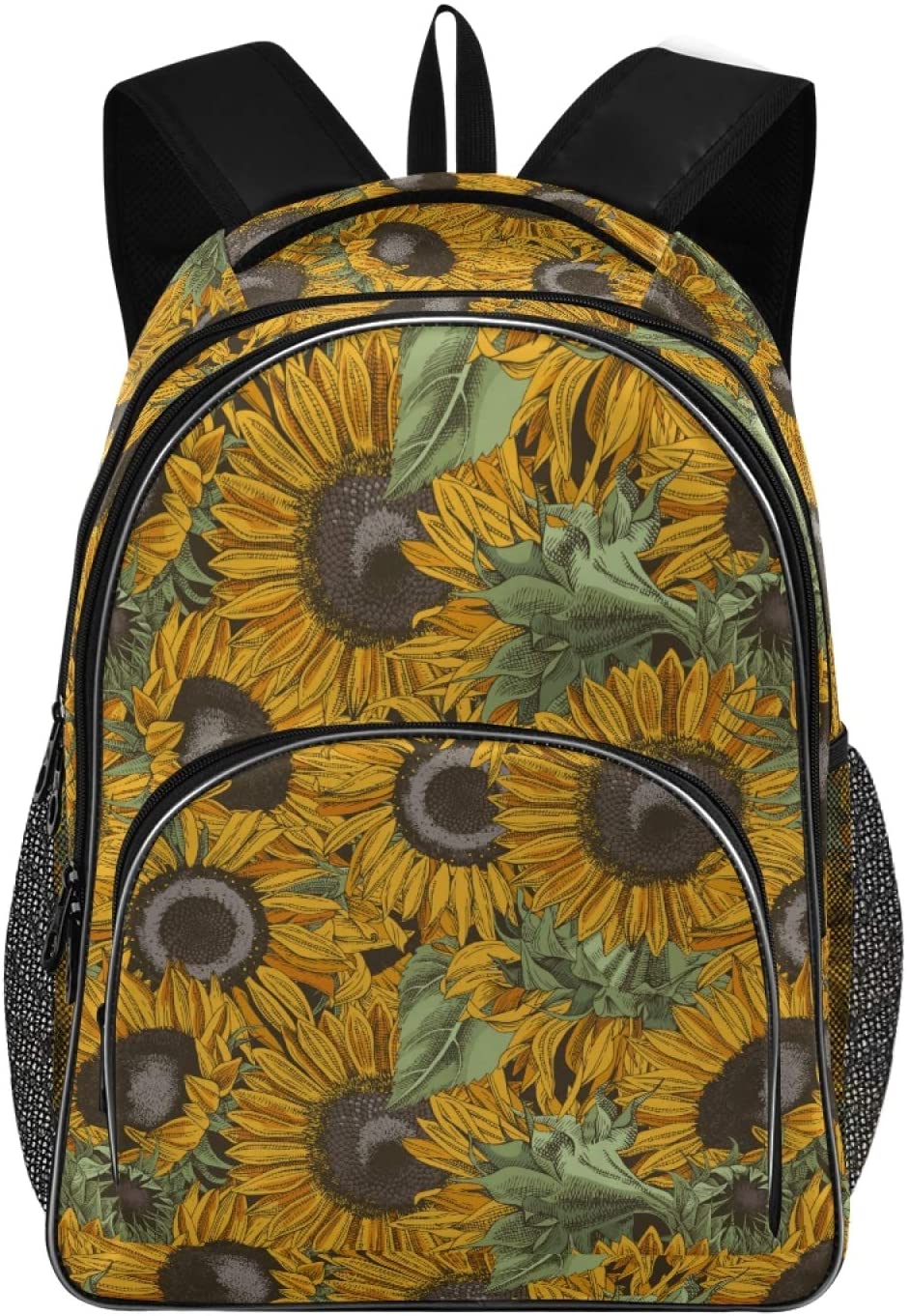 Bright Vintage Flowers Sunflowers Backpack Daypack Laptop Work Travel
