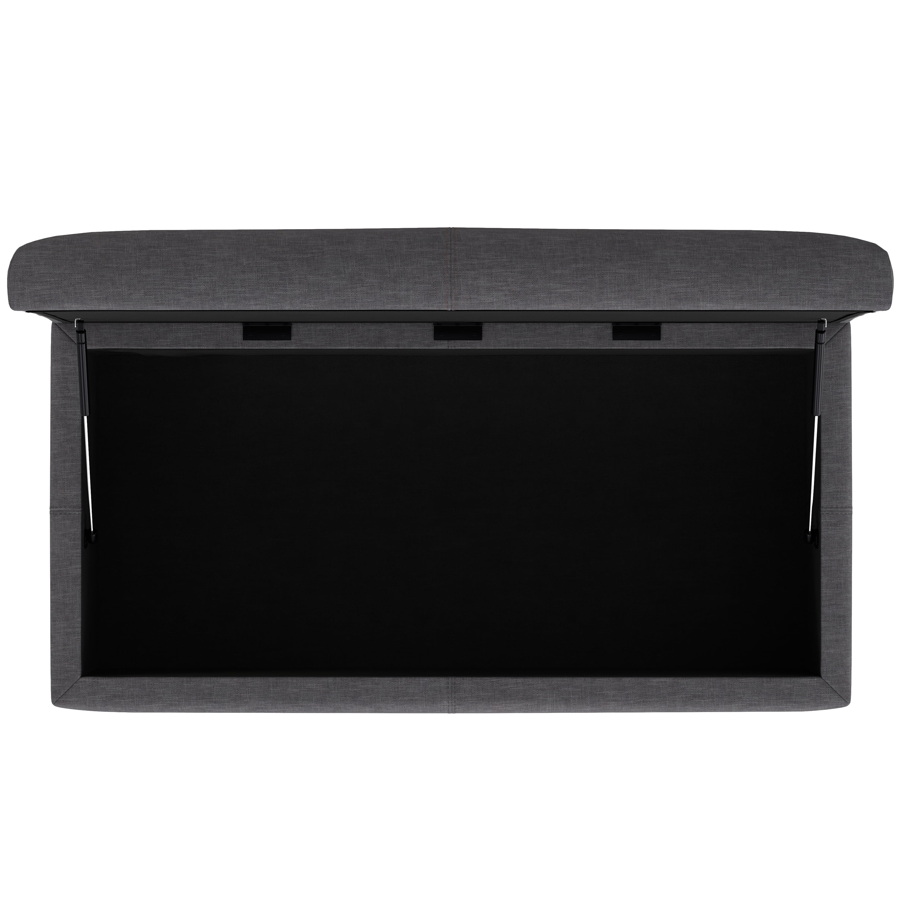 Gabbie 48 inch Wide Rectangular Storage Ottoman in Slate Grey Polyester Linen