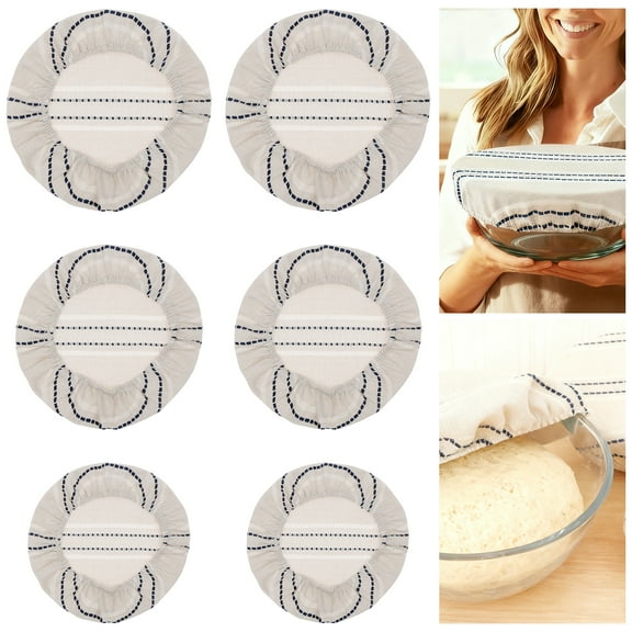 6Pcs Bowl Cover for Bread Proofing Elasticated Polyester Breathable Bread Proofing Cover Baking Supply 9 10 13 Inch