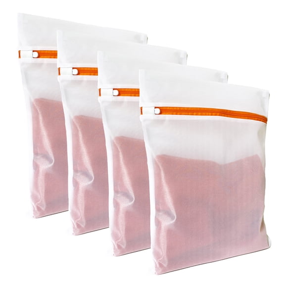 Laundry Club® 4-Pack Mesh Zipper Laundry Wash Bag, 12" x 16"