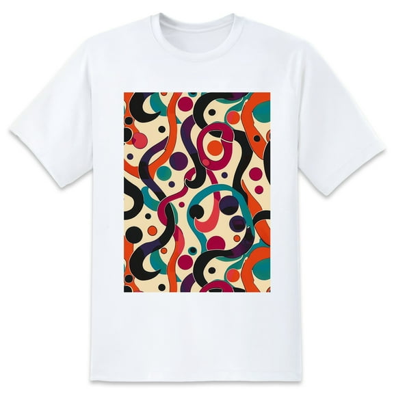 Basic Oversize Tees For WomenAbstract Loose Boyfriend Shirts Casual Blouse round neck