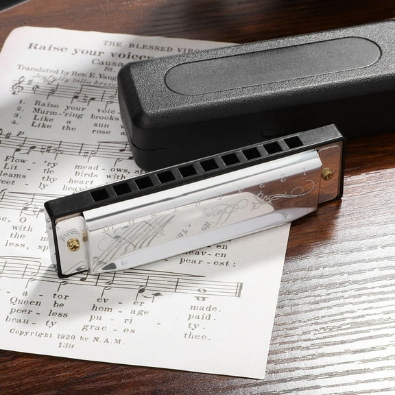 Luxshiny Harmonica with 10 Holes in Key of C, and Perfect for School, Office, and Travel Use