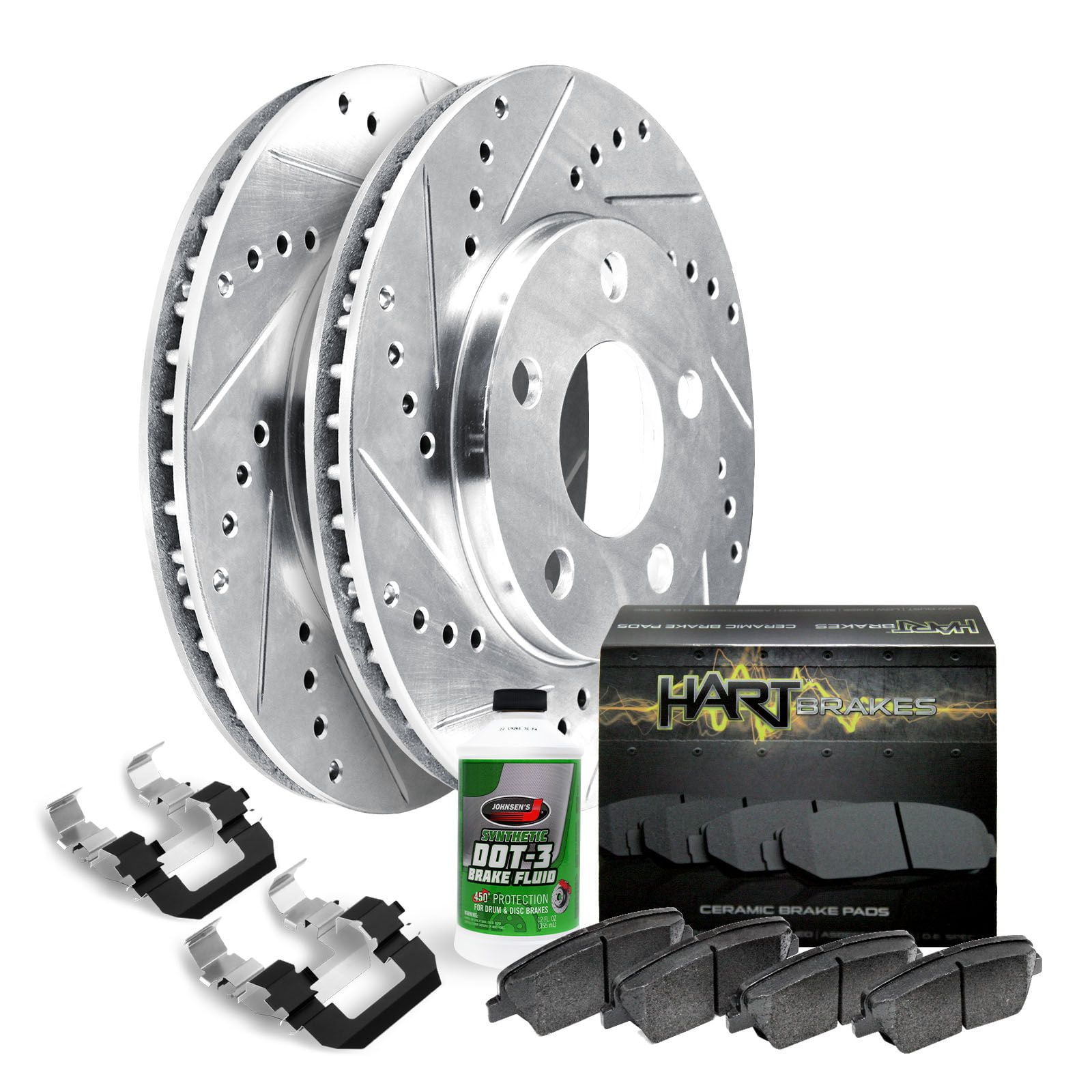 Front Drilled & Slotted Brake Rotors & Ceramic Pads For Chrysler Town & Country