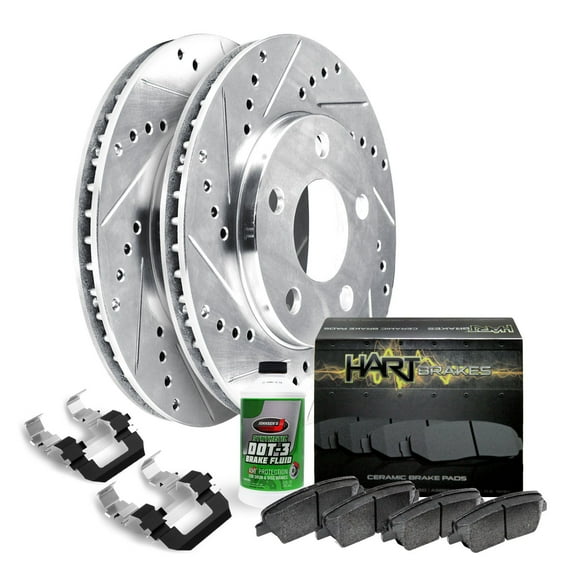 Hart Brakes Front Brakes and Rotors Kit |Front Brake Pads| Brake Rotors and Pads| Ceramic Brake Pads and Rotors - PHCF.73017.02