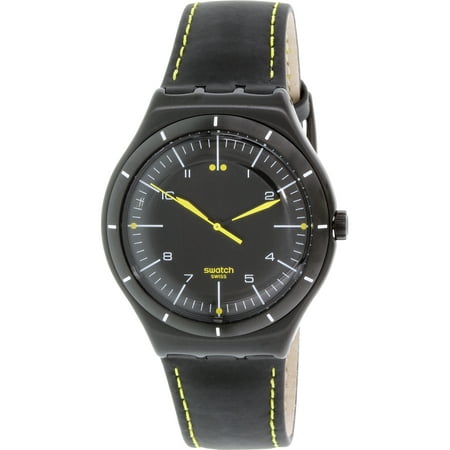 Swatch Men's Irony YWB100 Black Leather Swiss Quartz Fashion Watch