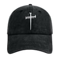 thumbnail image 2 of Womens and Mens Christian Jesus Cross Baseball Cap, Easter Cross Embroidered Adjustable Unisex Dad Hat, Retro Washed Vintage Cotton Curved Brim Baseball Cap for Summer Outdoor and Casual Wear Black, 2 of 4