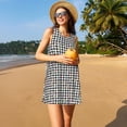 thumbnail image 3 of Fotbe Black And White Houndstooth Vestido de Verano sin Mangas para Mujer – Vestido Midi Línea A, Estilo Camiseta Floral, Vestido Playero Casual y Fluido, 3 of 7