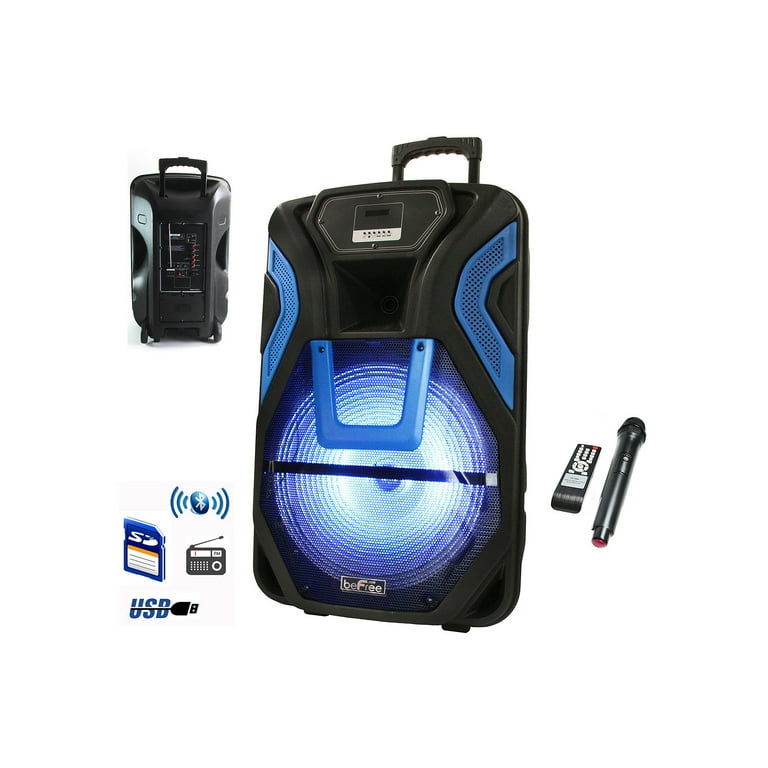 beFree Sound 15 Inch Rechargable Bluetooth PA Speaker System With