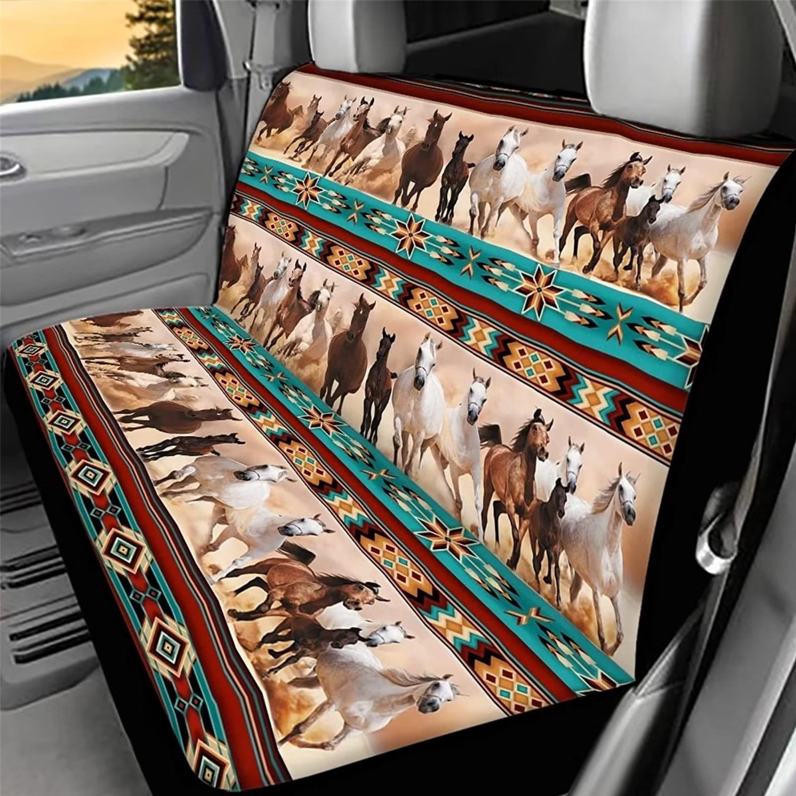 Binienty Western Car Accessories Aztec Car Seat Cover for Women Horse