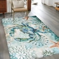 thumbnail image 4 of 4x6Ft Area Rugs Coastal Crab Non-Skid Rubber Backing Large Rectangle Rugs - Living Room Bedroom Home Office, Teal Nautical Beach Starfish Vintage Indoor Floor Mat Carpets Washable Rug, 4 of 9