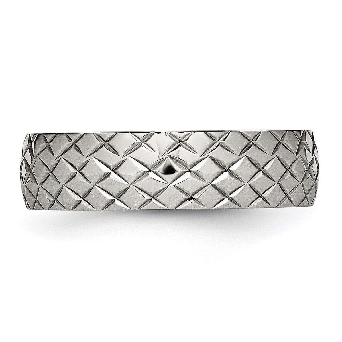 6mm Stainless Steel Polished Textured Ring Size 10 Ring for Women