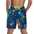thumbnail image 4 of Gaeub Dinosaur In Space Mens Swim Trunks Stretch Beach Shorts Quick Dry for Men Swim Shorts Swimwear with Pockets- X-Large, 4 of 9