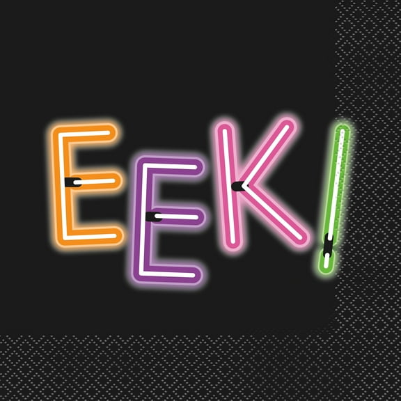 Neon Lights Halloween "Eek" Double Sided Luncheon Napkins, 16ct