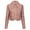 Pink, variant on Dealovy Womens Zipper Front Jackets Lapel Neck Cropped Leather Jacket Casual Biker Coat Outerwear