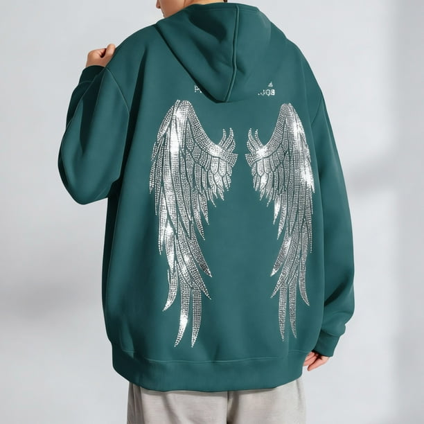 MHFRRA Sudadera con Capucha Unisex de Estilo Callejero con Diamantes de Imitación y Forro de Invierno de Gran Tamaño Amarillo