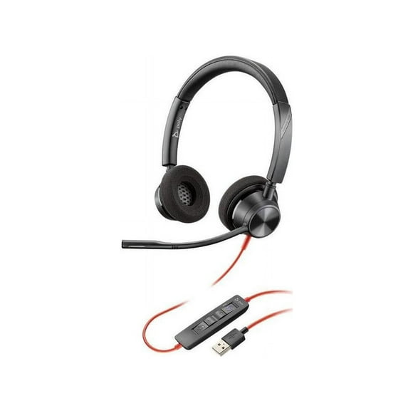 Poly - Blackwire 3320 - Wired, Dual-Ear (Stereo) Headset (Plantronics)with Boom Mic - USB-A to Connect to Your PC, Mac or Cell Phone - Works with Teams (Certified), Zoom & More