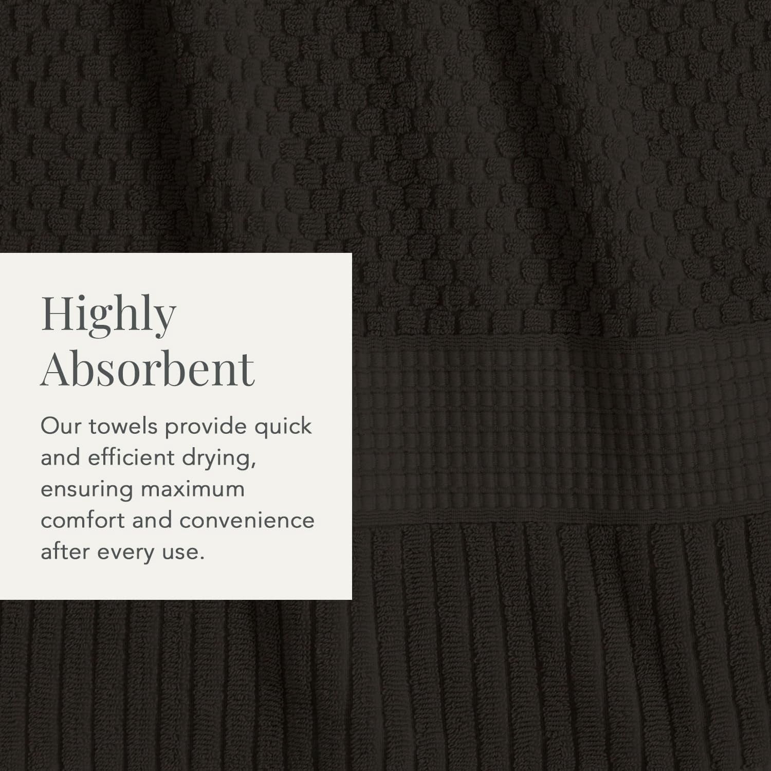 100% Cotton Hand Towel 6 Pack Hand Towel Set | Super Soft & Absorbent Quick-Dry Hand Towels 16" x 28" |Textured and Durable Cotton | Trinity Collection (6 Pack Hand Towel, Black)