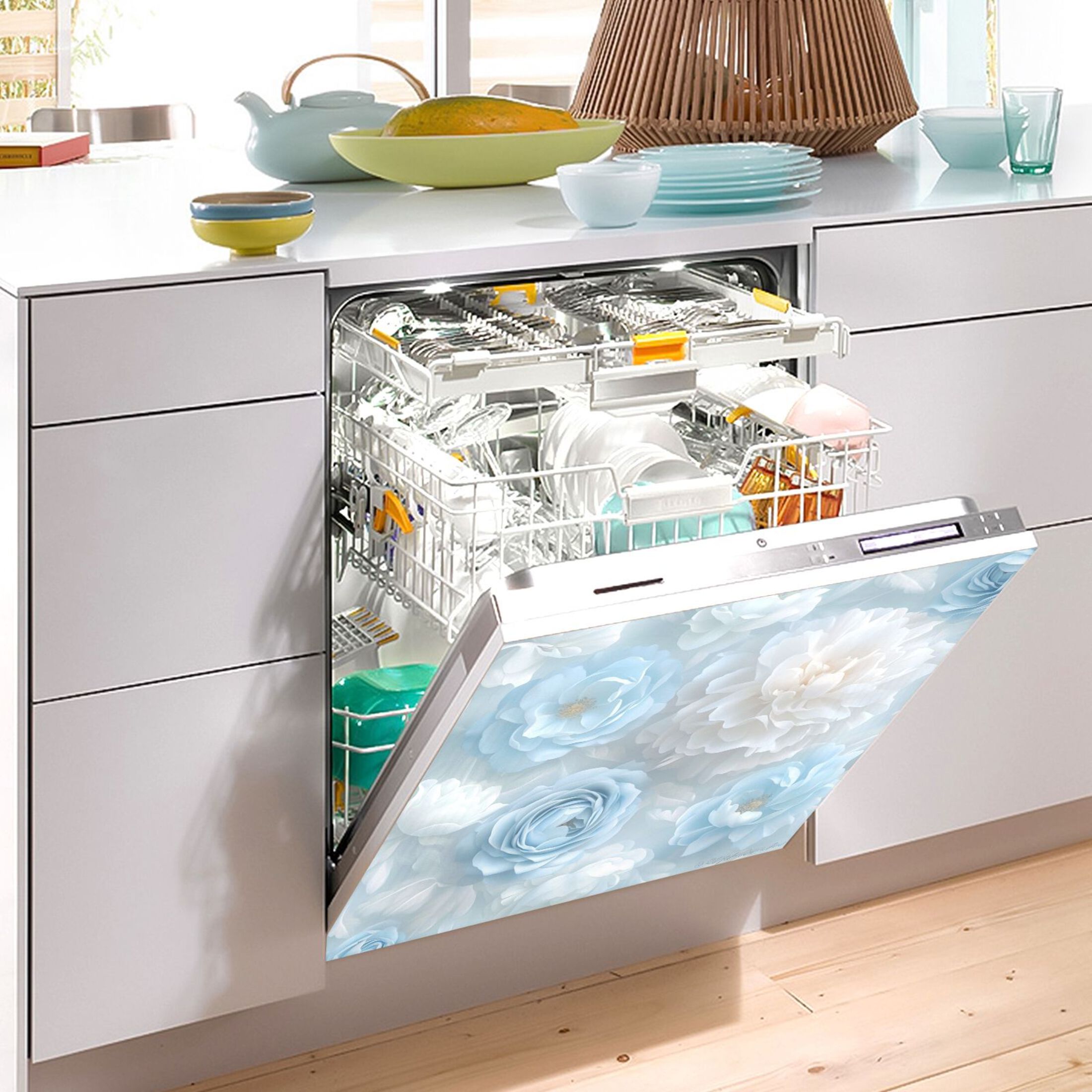 Dishwasher Magnetic Sticker 23x26 Inch Refrigerator Magnetic Sticker Washing Machine Magnetic Sticker Kitchen Panel Magnetic Sticker Home Decor Super Beautiful White Roses