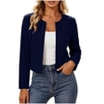 thumbnail image 2 of Vmvidoty Long Sleeve Shrug Top for Women's Collarless Pleated Open Front Cropped Cardigan Navy 2XL, 2 of 6