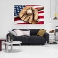 thumbnail image 2 of HFDF Baseball Sports Decor USA US American Flag Rustic Wall Art Canvas Retro Prts Home Decals Pictures for Bedroom Livg Room Modern Poster Patg Artwork Ready to Hang 14x11inch Framed, 2 of 6