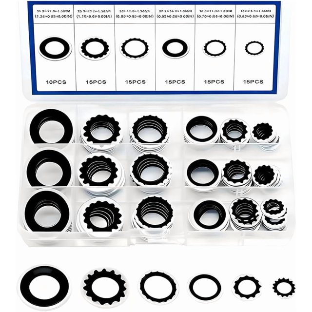 85PCS Car A/C Gasket Kit, Rubber Vehicle Air Conditioning Sealing O-Ring Assortment Set, Automotive System Compressor Seal Washer Replacement, Universal for Vehicles (Black) Black