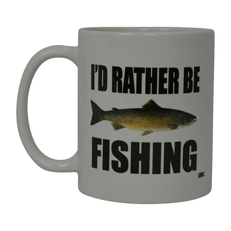 Rogue River Coffee Mug I'D Rather Be Fishing Fish Novelty Cup Great Gift Idea For Men Him Dad Grandpa Fisherman