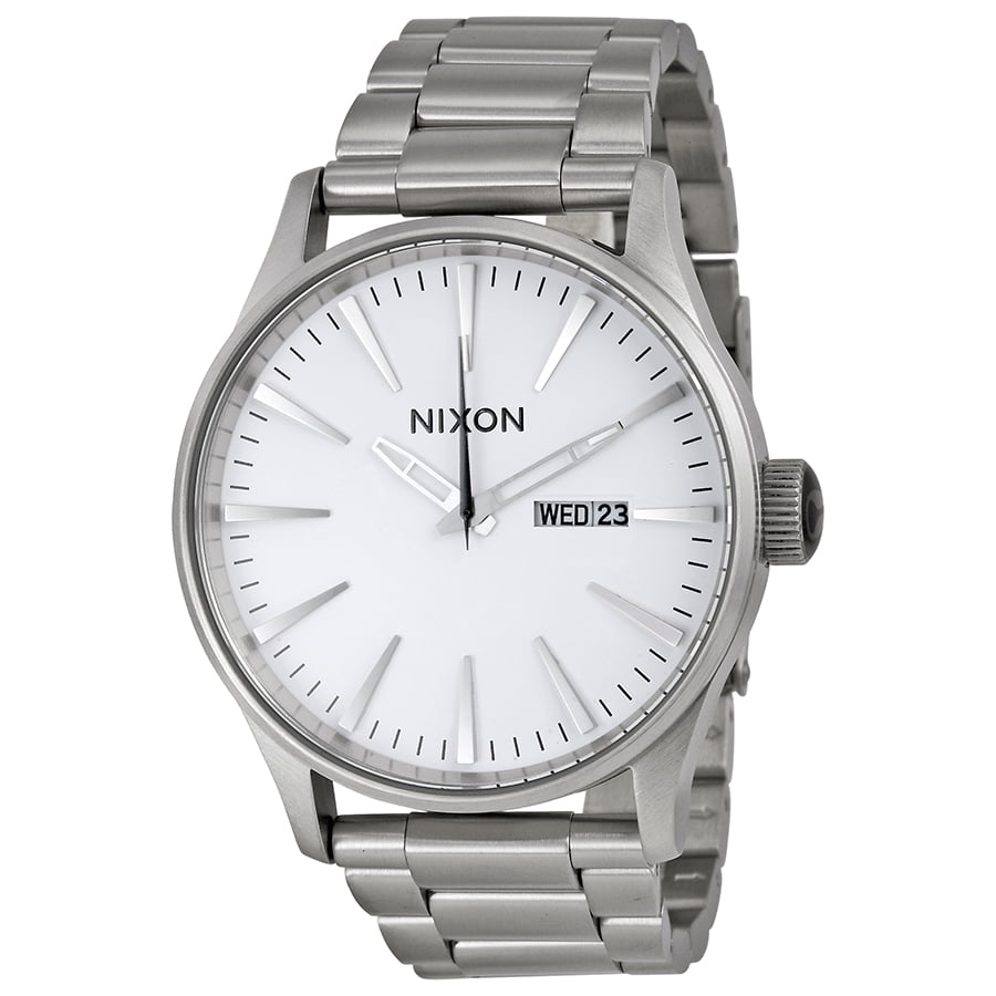 Nixon - Nixon Men's The Sentry White Dial Stainless Steel Watch A356100 Nixon Sentry Stainless Steel Watch