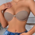 thumbnail image 2 of EliteGoogv Front Closure Bras For Women Lace Bras For Women Padded Semi Cup Push Up Wireless Womens Bras Everyday Bras For Women Khaki 34, 2 of 7
