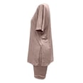 thumbnail image 7 of WAYUTE Short Sets Women 2 Piece Outfits Casual Solid Round Neck Short Sleeve Summer High Slit Top Shirt Shorts Set, 7 of 7