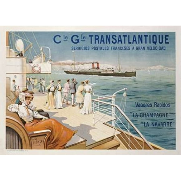 Affiche Cie. Gle. Transatlantique Imprimée par Ernest Louis Lessieux (10 x 14)